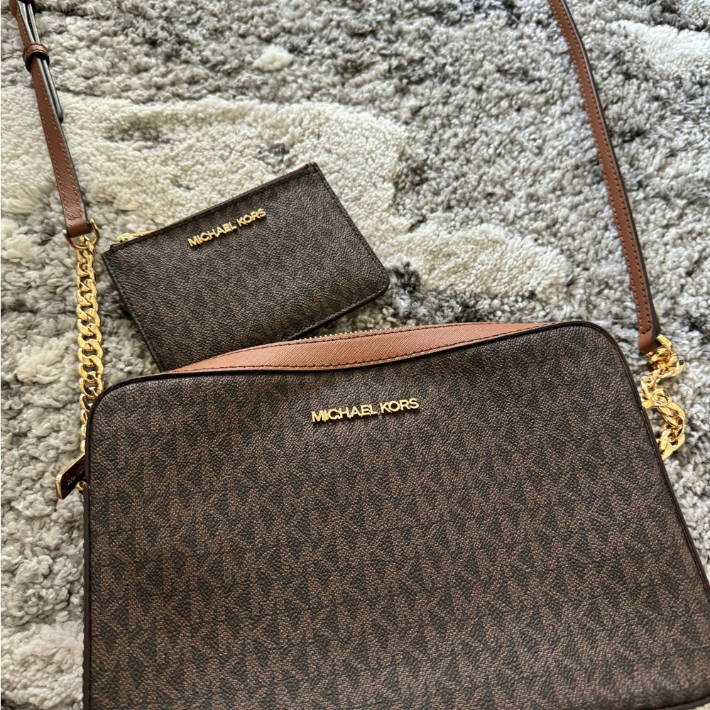Michael Kors crossbody, brown and light brown, medium bag